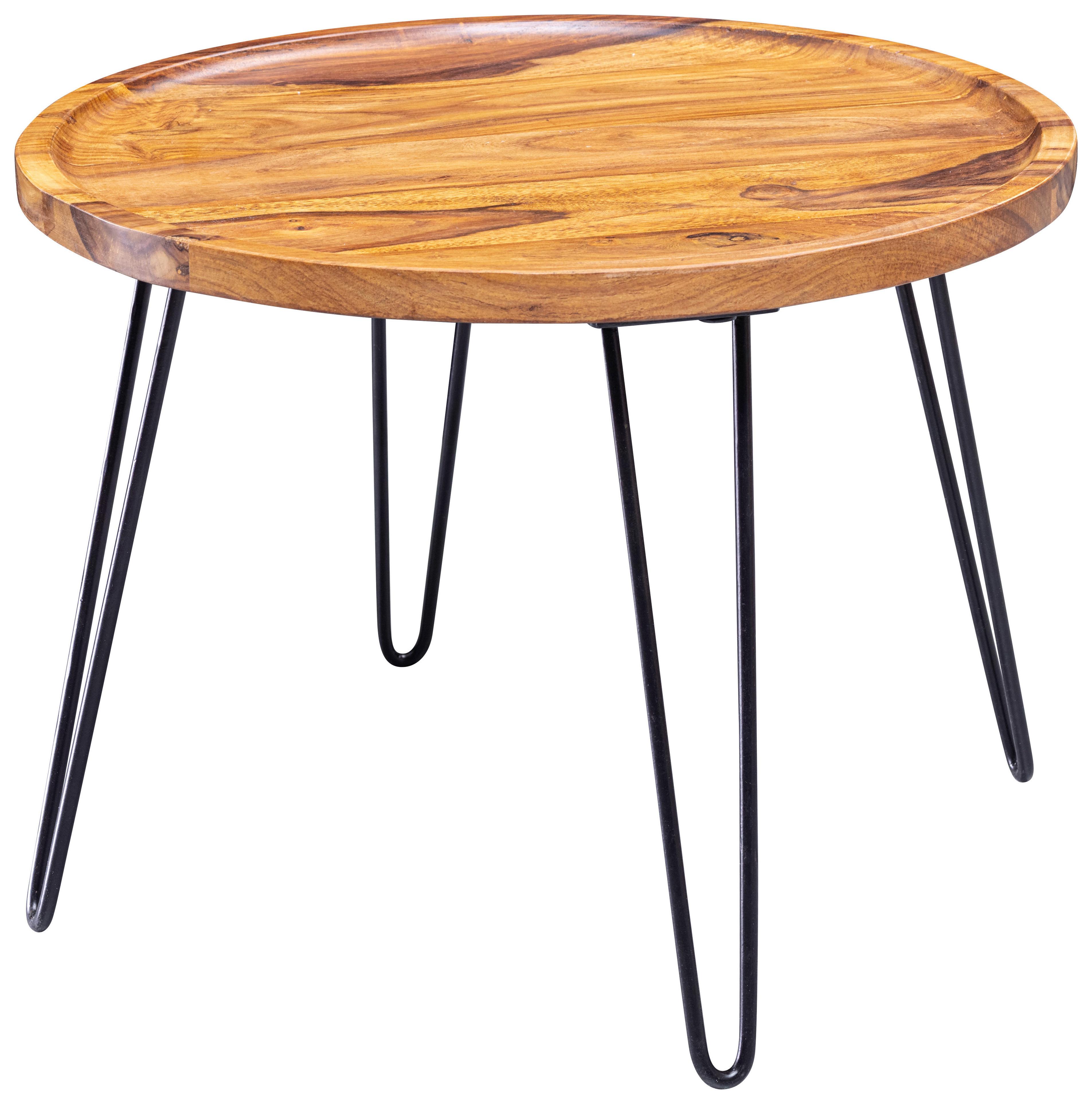 Klubska Miza Couchtisch - črna/barve indijskega rožnega lesa, Moderno, kovina/les (60/60/45cm) - MID.YOU