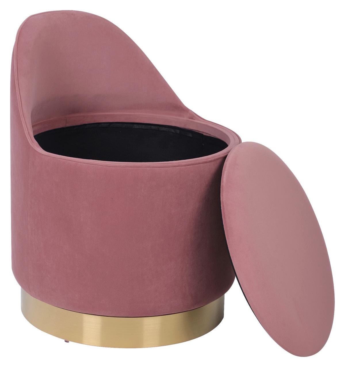 DREHHOCKER VIKTOR 125 - Goldfarben/Altrosa, Design, Textil/Metall (52/68cm) - Kayoom