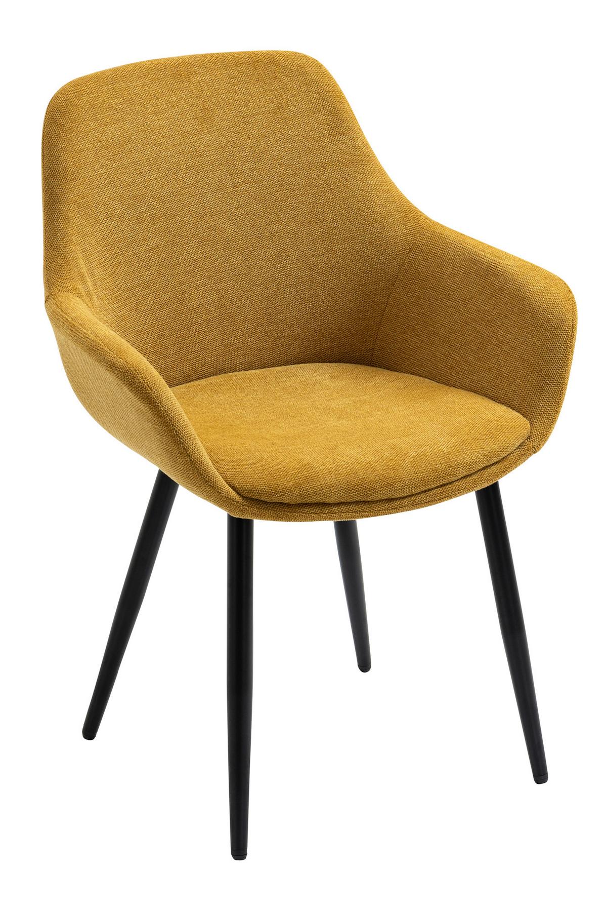 Set Naslanjačev Lena, Rumena, 2-Delni - rumena/črna, Moderno, kovina/tekstil (64/86/59cm) - Livetastic