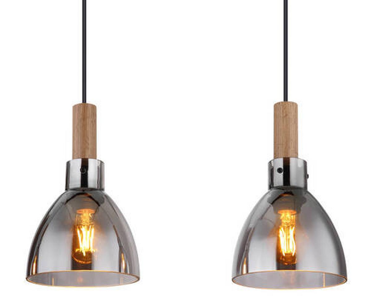 Hängeleuchte Mattea Schwarz max. 9 Watt - Schwarz, Design, Glas/Holzwerkstoff (97/16/120cm) - Globo