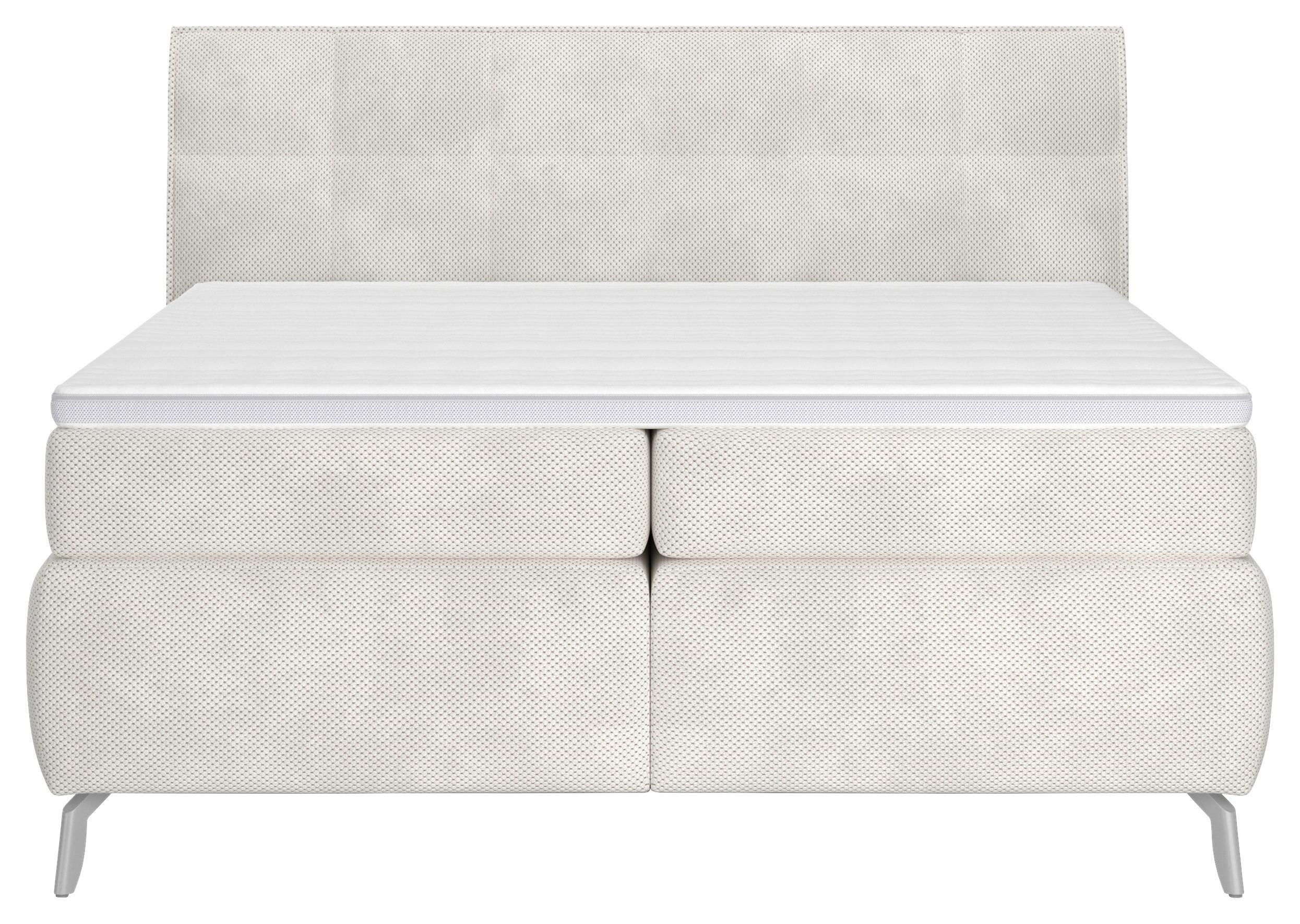 Boxspringbett Emily Creme ca. 180x200cm - Creme/Alufarben, Konventionell, Holzwerkstoff/Textil (180/200cm) - Premium Living