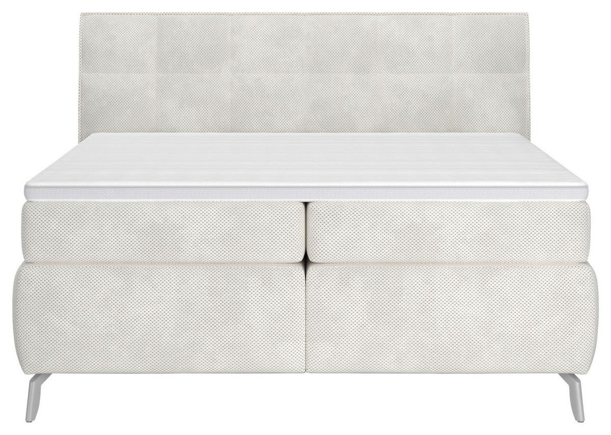 Boxspringbett Emily Creme ca. 180x200cm - Creme/Alufarben, KONVENTIONELL, Holzwerkstoff/Textil (180/200cm) - Premium Living