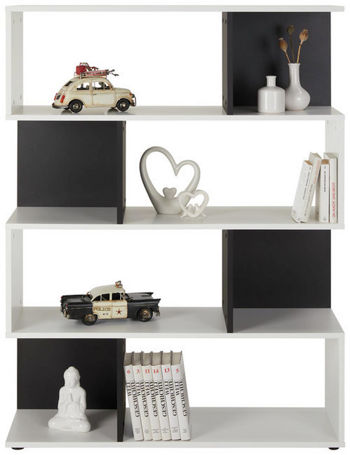 étagère in Grau - Weiss/Schwarz, Modern, Holzwerkstoff/Kunststoff (105/145/33cm) - Mömax