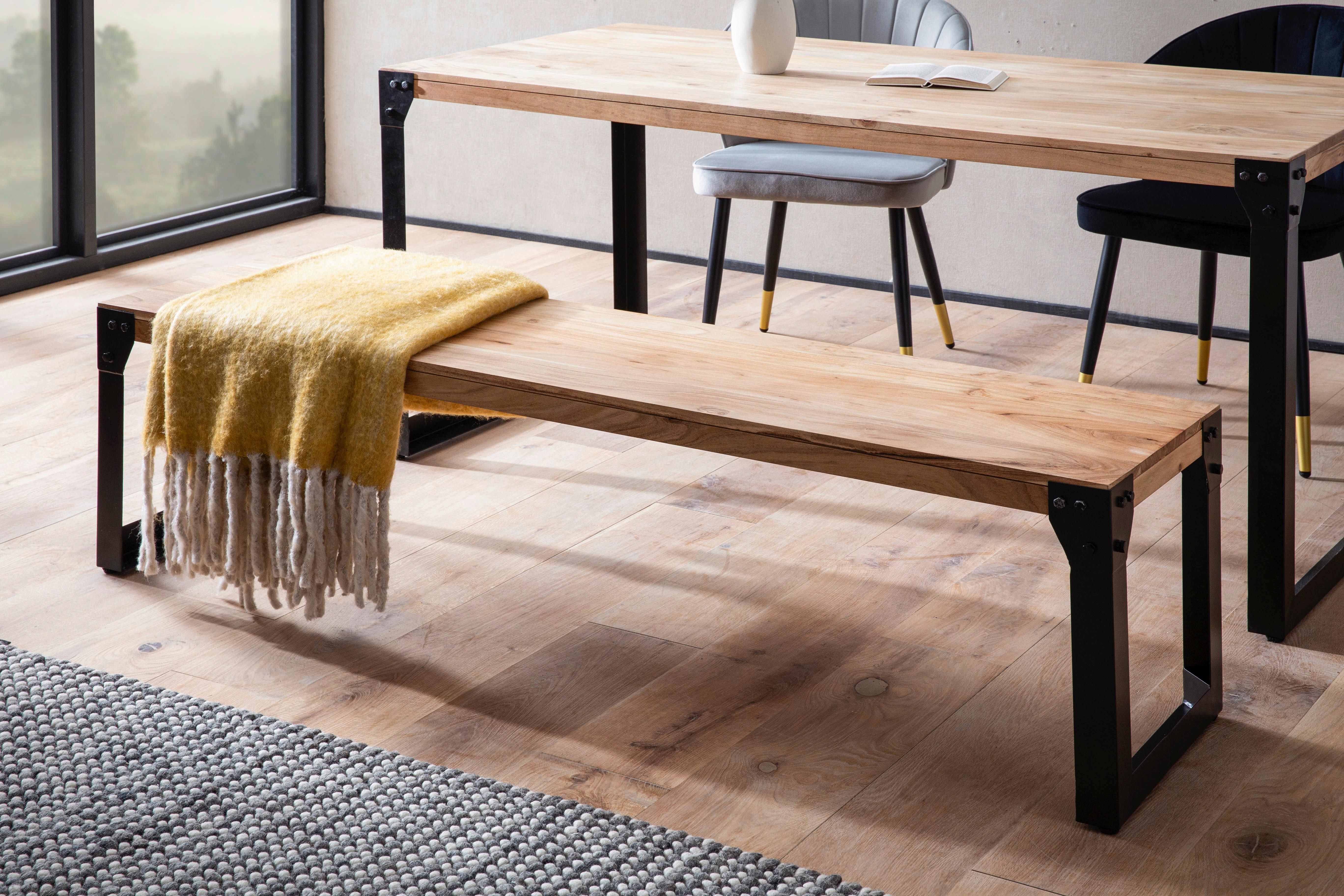 SITZBANK WL7.052 - Schwarz/Akaziefarben, Design, Holz/Metall (160/45/40cm) - MID.YOU