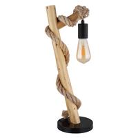 Tischleuchte Ulleu max. 60 Watt - Schwarz/Braun, Natur, Naturmaterialien/Holz (19/16,5/53,5cm) - Globo