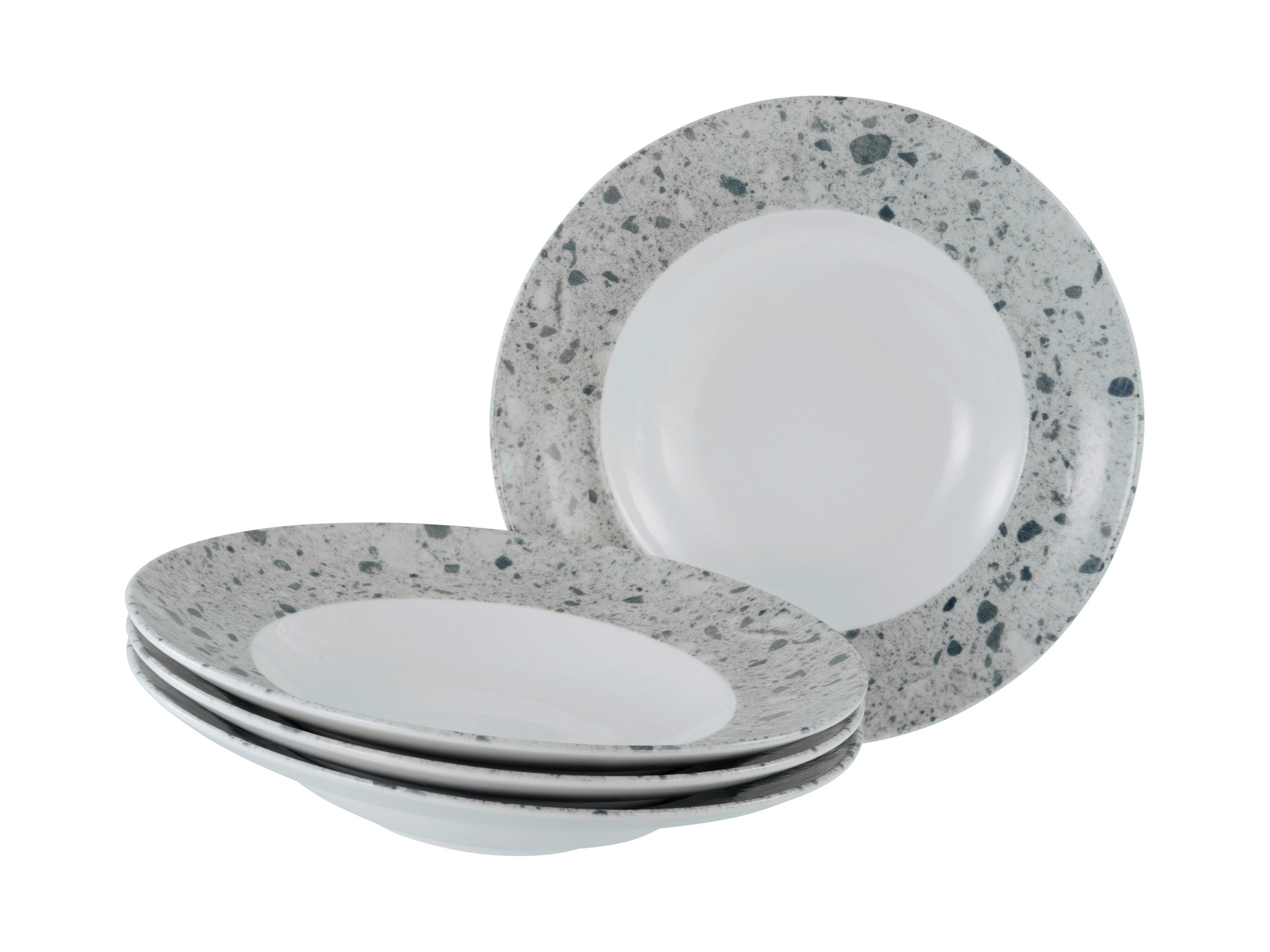 Set Krožnikov Za Testenine Stone Florenz, 4-Delni - siva/bela, Basics, keramika (27cm) - Creatable
