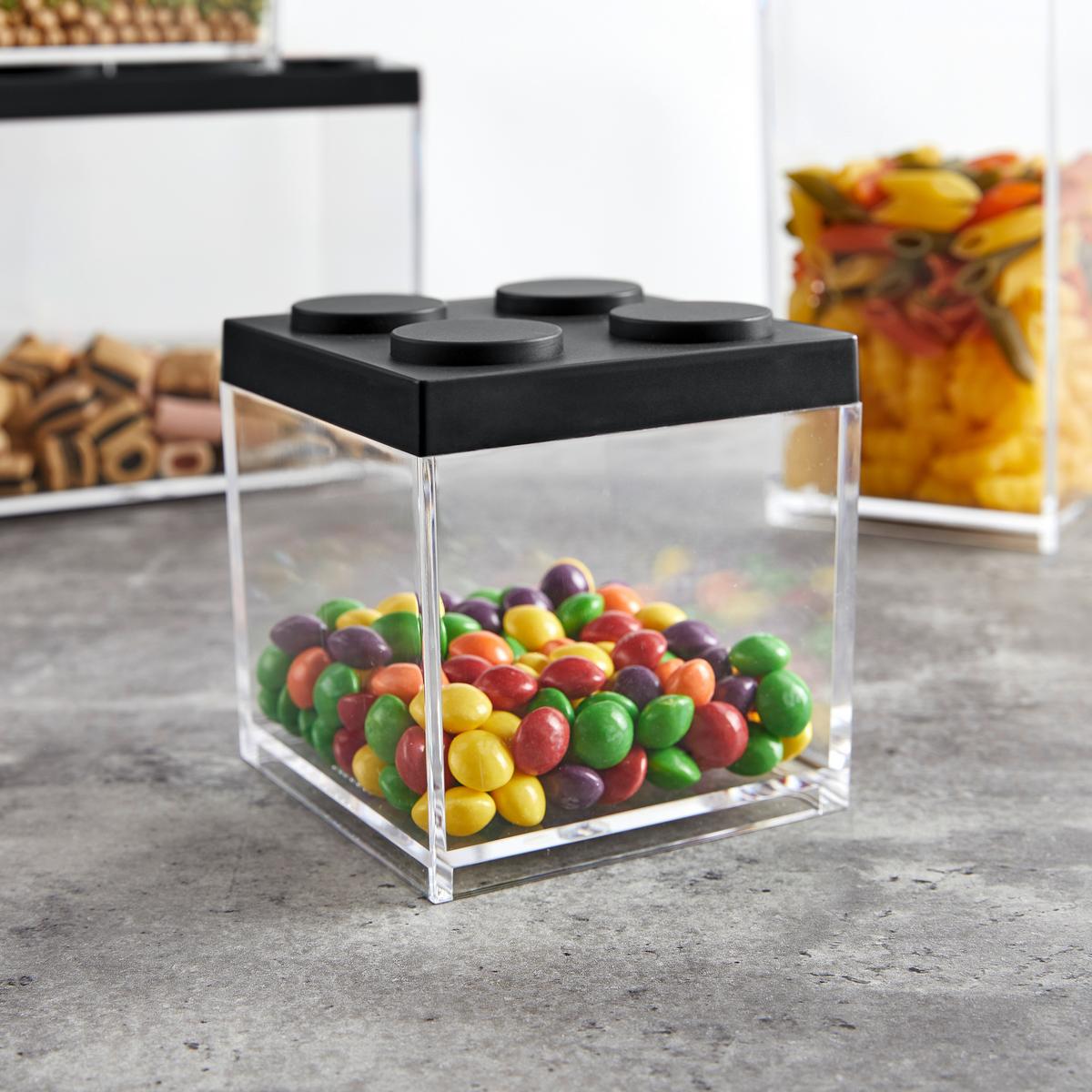 POJEMNIK KUCHENNY AGNETO - czarny/przezroczysty, tworzywo sztuczne (10/10/10,5cm)