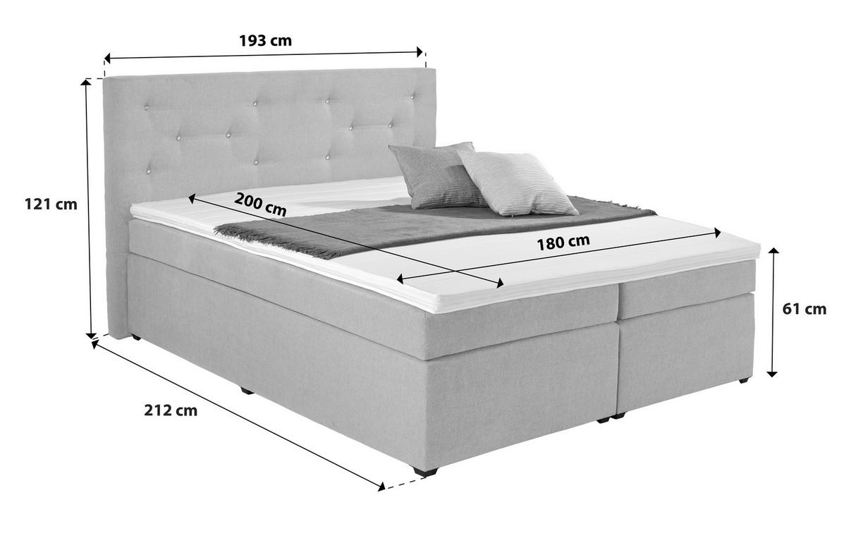 Boxspring Krevet Luminosa - bež/crna, Moderno, tekstil/plastika (180/200cm)