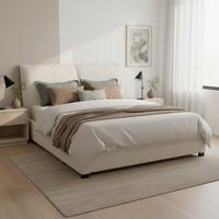 Polsterbett Elli Elfenbein ca. 180x200 cm Stauraum - Hellbraun/Elfenbein, MODERN, Holz/Holzwerkstoff (180/200cm) - Bessagi Home