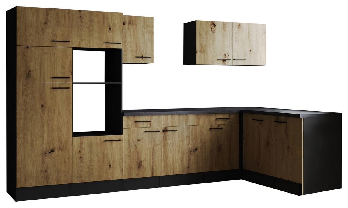 Kotna Kuhinja Brez Aparatov Oliver, 340x172cm - črna/siva, Design, kovina/leseni material (340/172cm) - Respekta