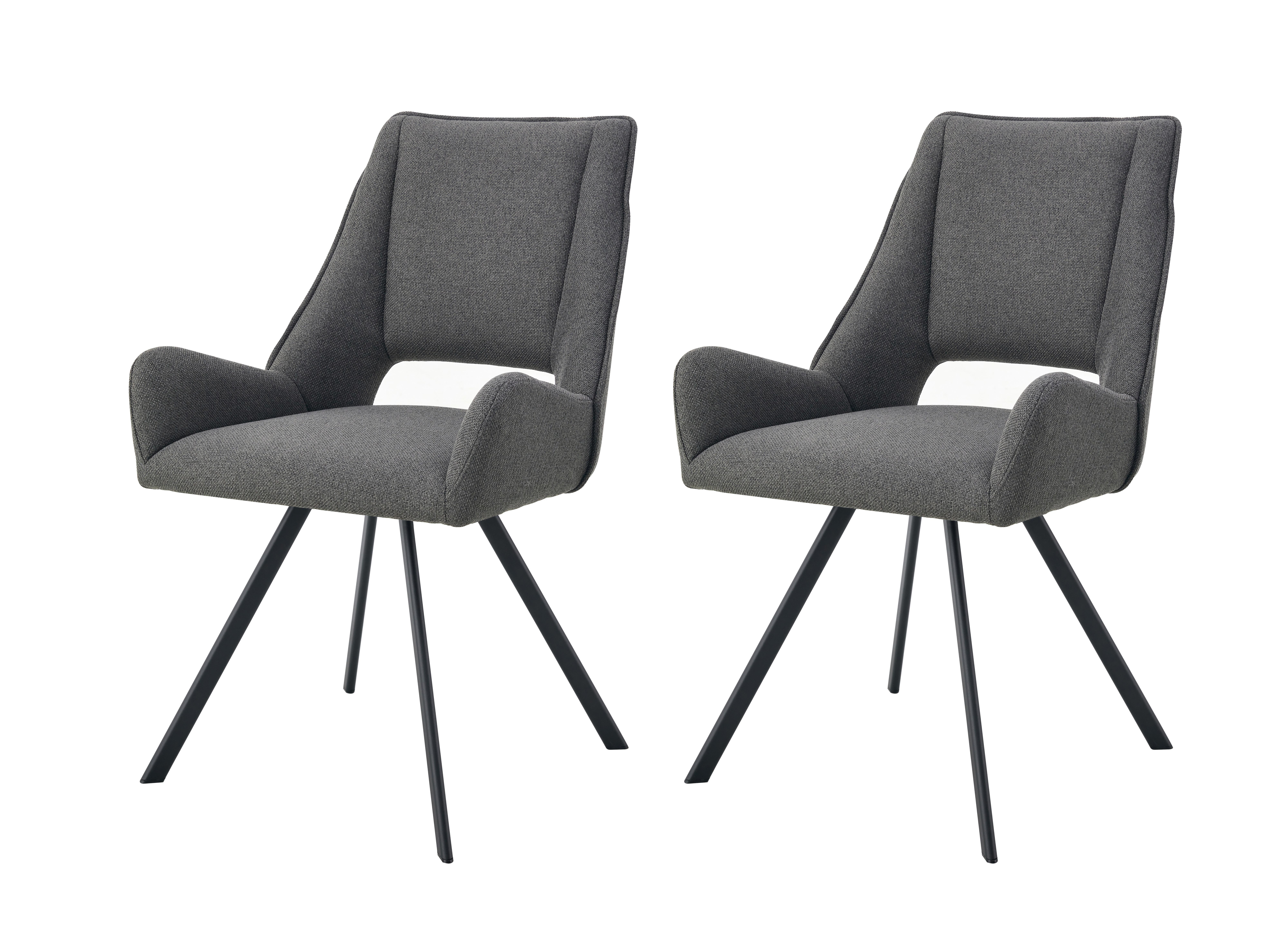 STUHL-SET HELEN - Anthrazit/Schwarz, Modern, Textil/Metall (56/91/63cm) - MID.YOU