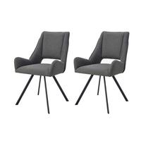 STUHL-SET HELEN - Anthrazit/Schwarz, Modern, Textil/Metall (56/91/63cm) - MID.YOU