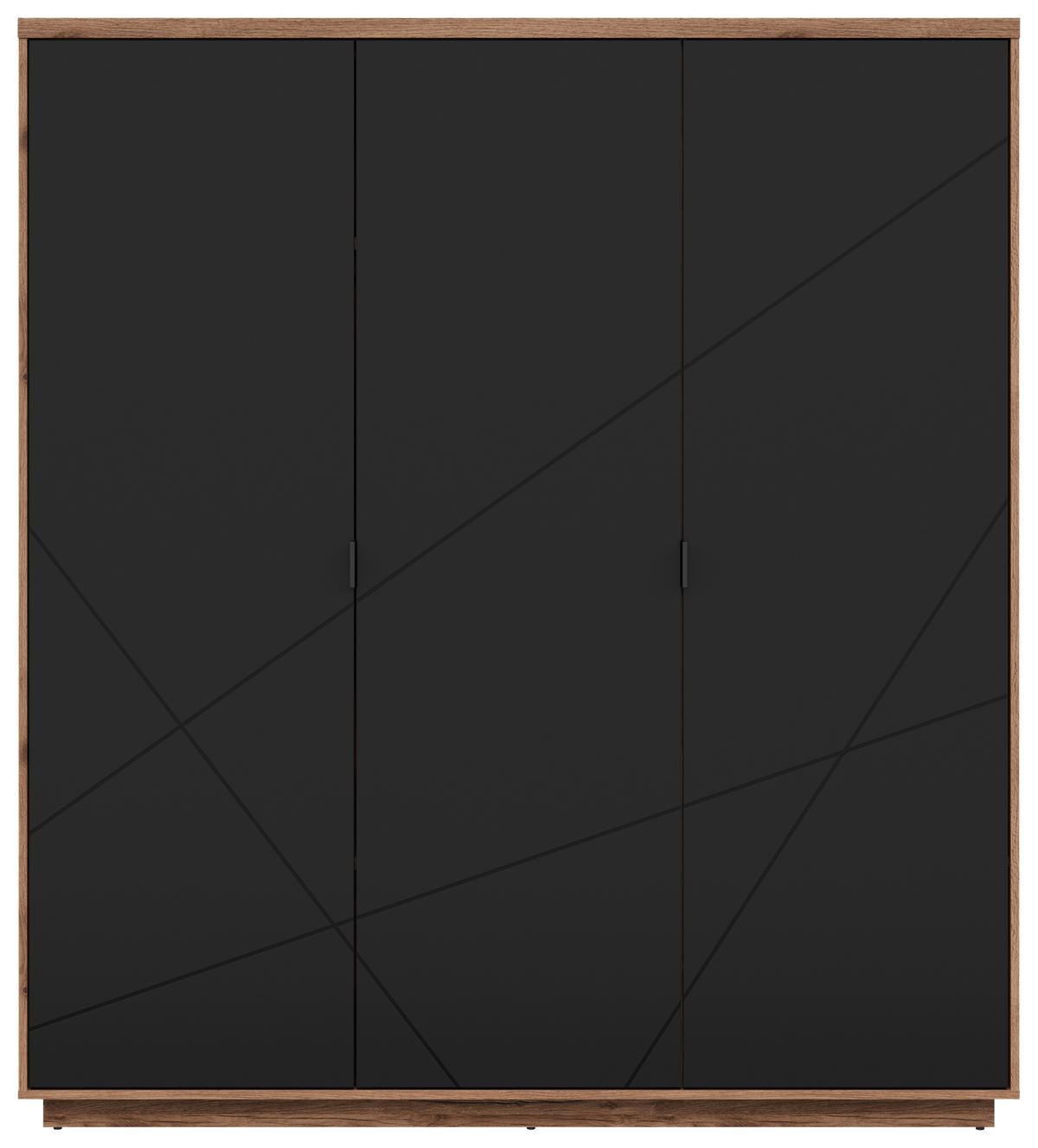 Ormar S Klasičnim Vratima Forn - boje hrasta/crna, Moderno, drvni materijal/metal (180/200,5/56,5cm) - Modern Living