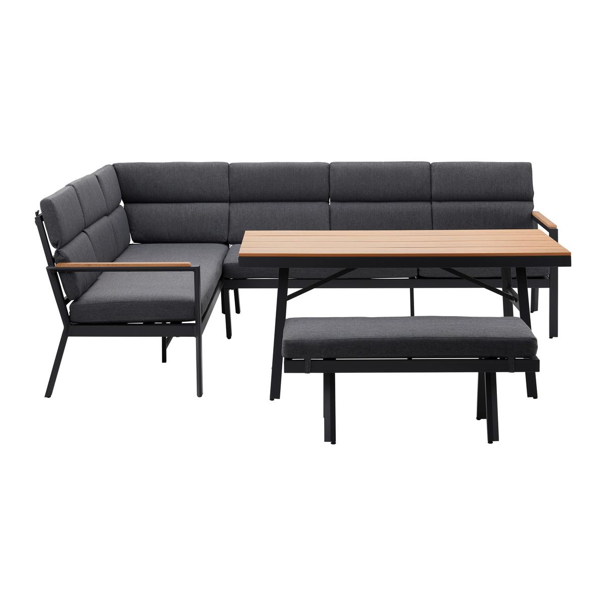 Vrtna Garnitura Eleonora - tamno siva/prirodne boje, Moderno, metal/tekstil (263/84/77cm) - Bessagi Garden