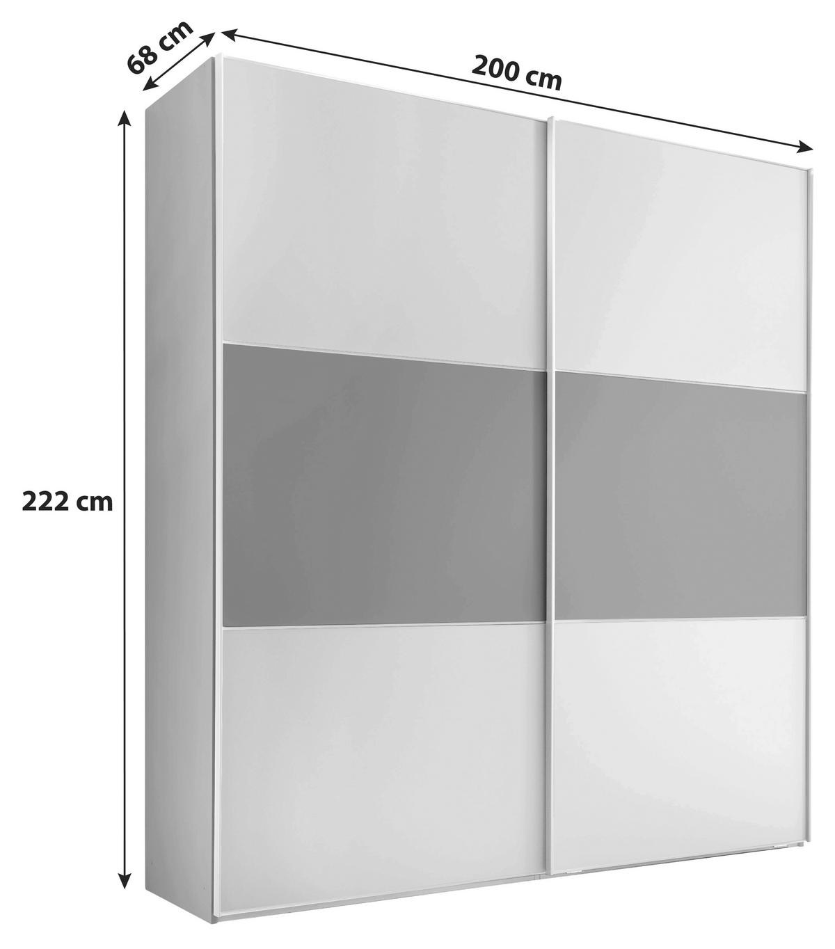 Ormar S Kliznim Vratima Includo - bijela/siva, Moderno, drvni materijal/metal (200/222/68cm) - Premium Living