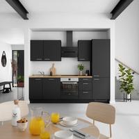 Küchenblock Touch High m. Geräten Schwarz - Edelstahlfarben/Eichefarben, MODERN, Holzwerkstoff/Metall (270cm) - Nobilia