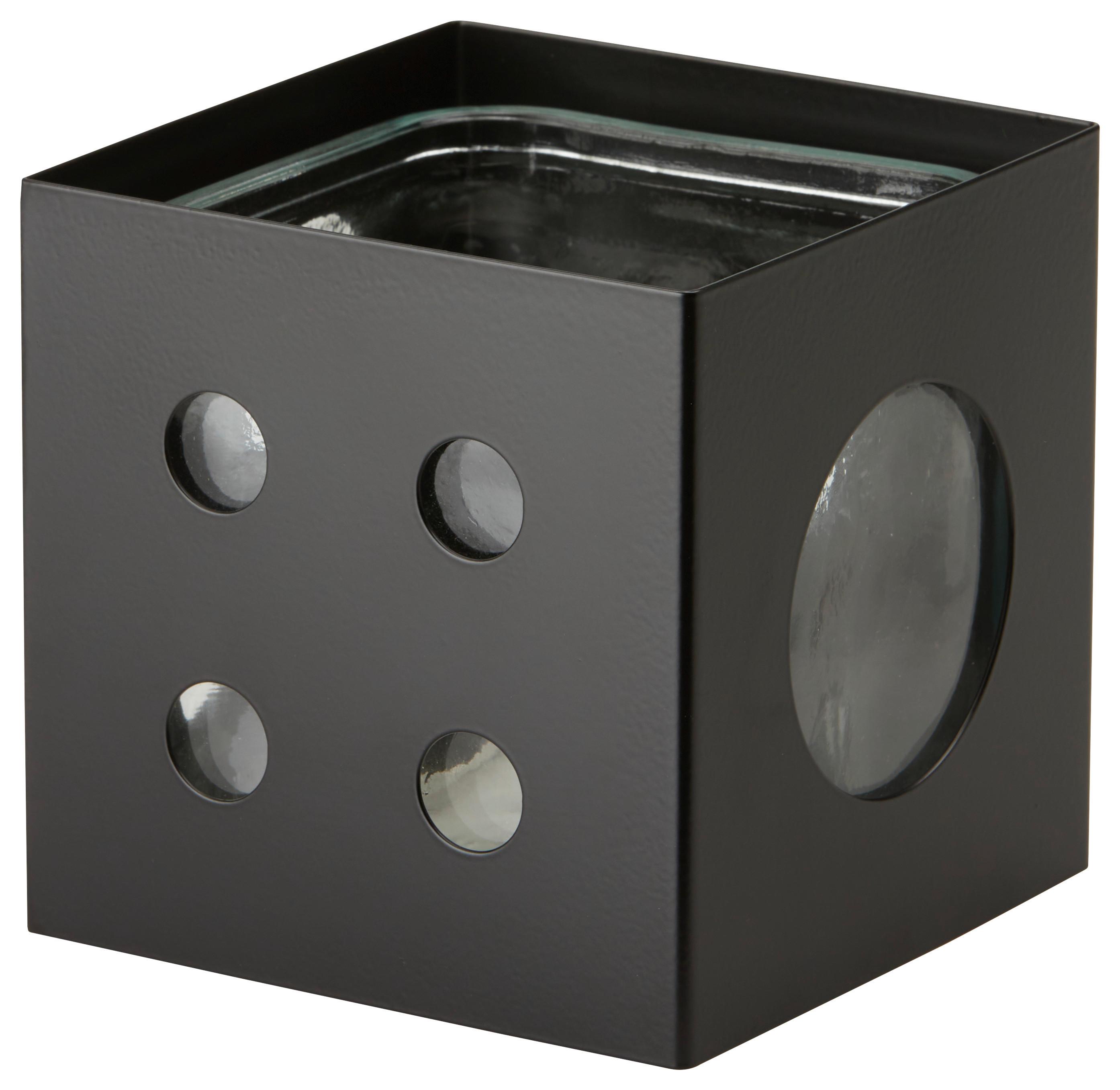 Windlicht Numbers in Schwarz - Schwarz, MODERN, Glas/Metall (13/13/13cm) - Modern Living