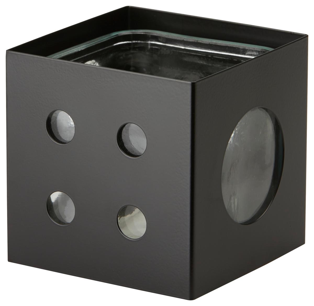 Windlicht Numbers in Schwarz - Schwarz, MODERN, Glas/Metall (13/13/13cm) - Modern Living