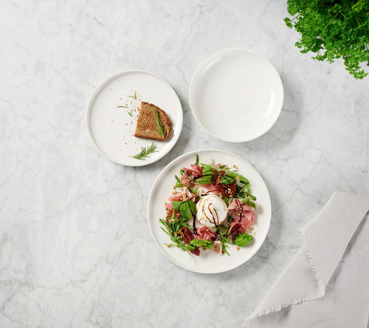 SERWIS OBIADOWO-ŚNIADANIOWY 26245 - biały, Design, ceramika - Novel