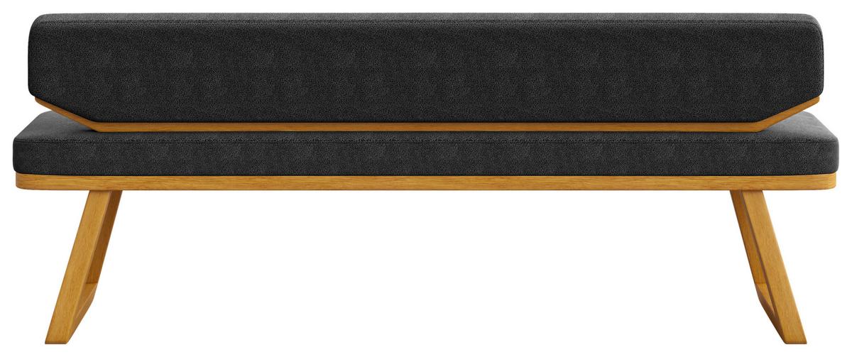 ŁAWKA ALMERO - kolor dębowy/ciemnoniebieski, Basics, drewno/tkanina (190/80/52cm) - Carryhome