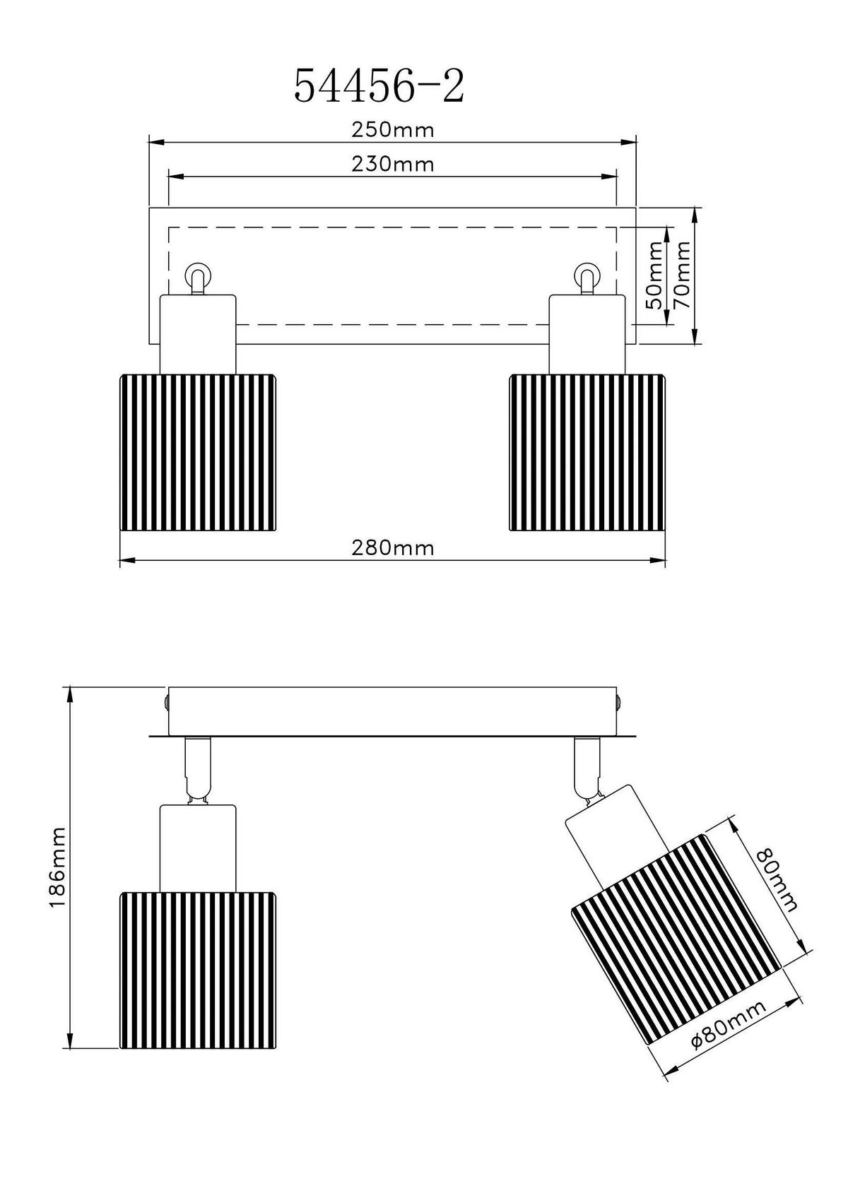 Proiector Villegas - alb/negru cromat, Basics, sticlă/metal (28/8/18,6cm) - Globo