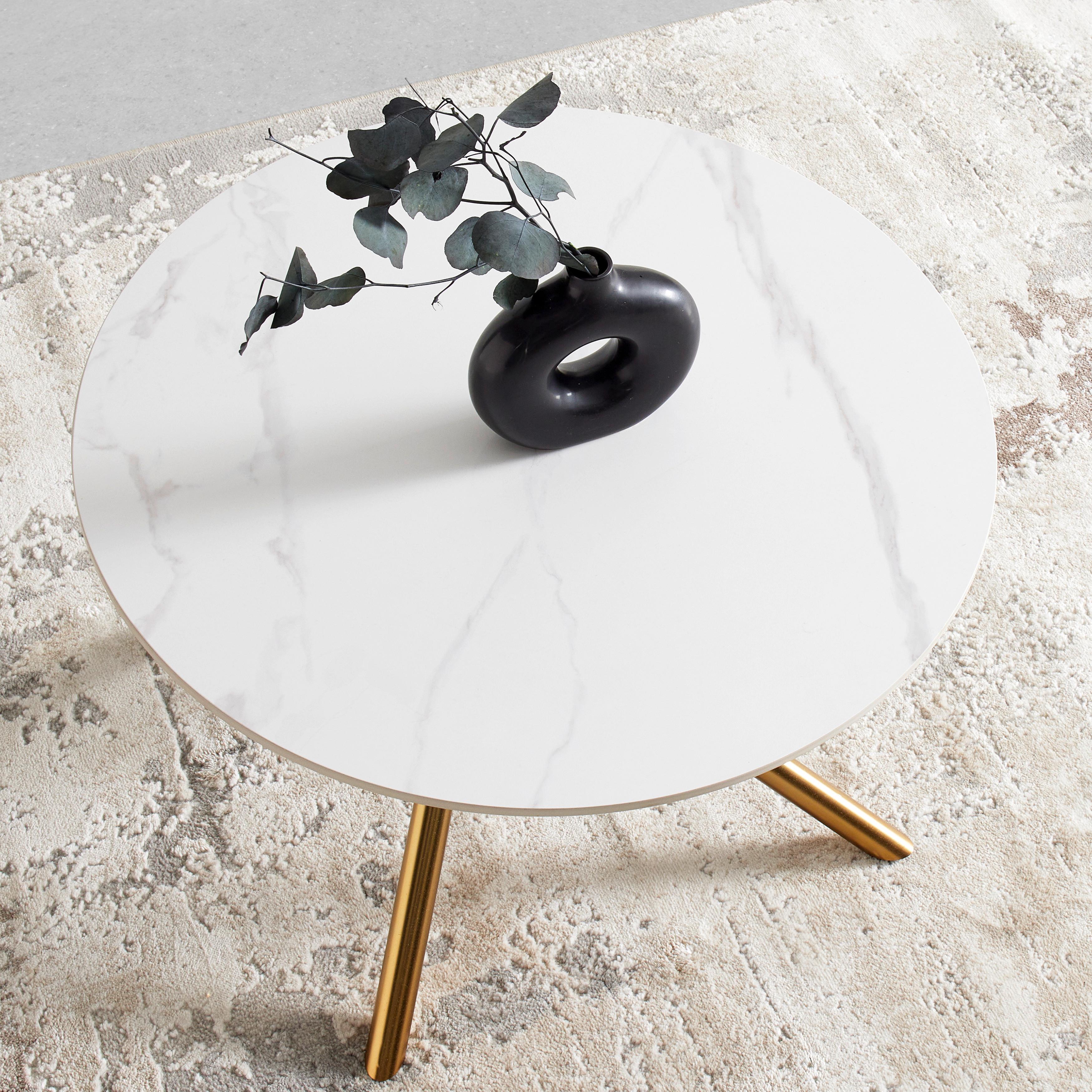 SOFFBORD MARBELLA - vit/guldfärgad, Modern, metall/keramik (70/70/44cm) - Mömax