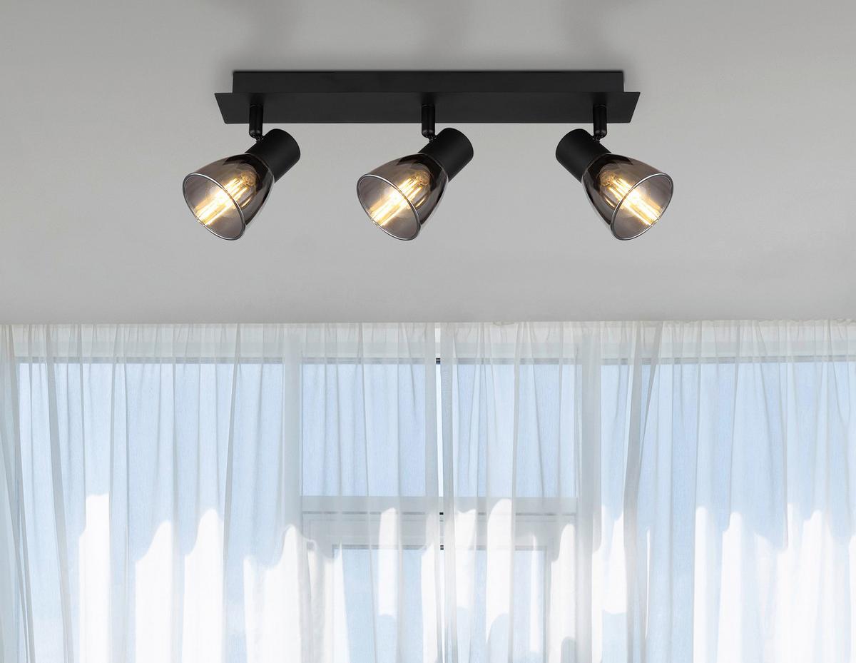 Strahler Claude in Schwarz max. 40 Watt - Schwarz, Design, Glas/Metall (40/7/15,5cm) - Globo