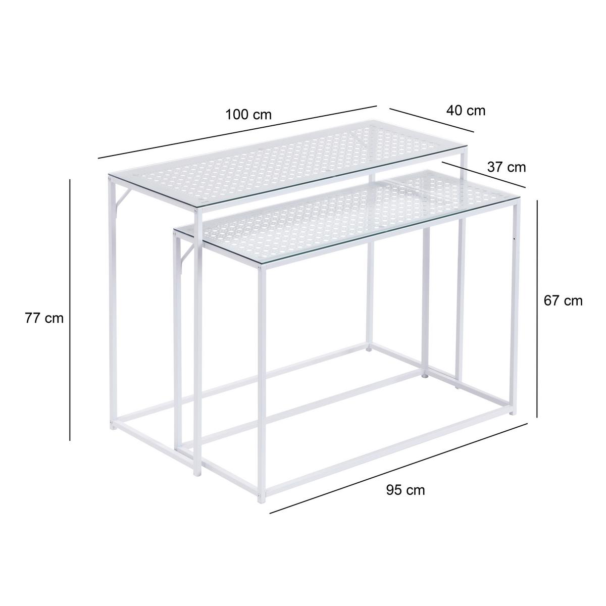 Beistelltischset Wl7.332 - Weiss, Design, Glas/Metall (100/40/77cm) - MID.YOU