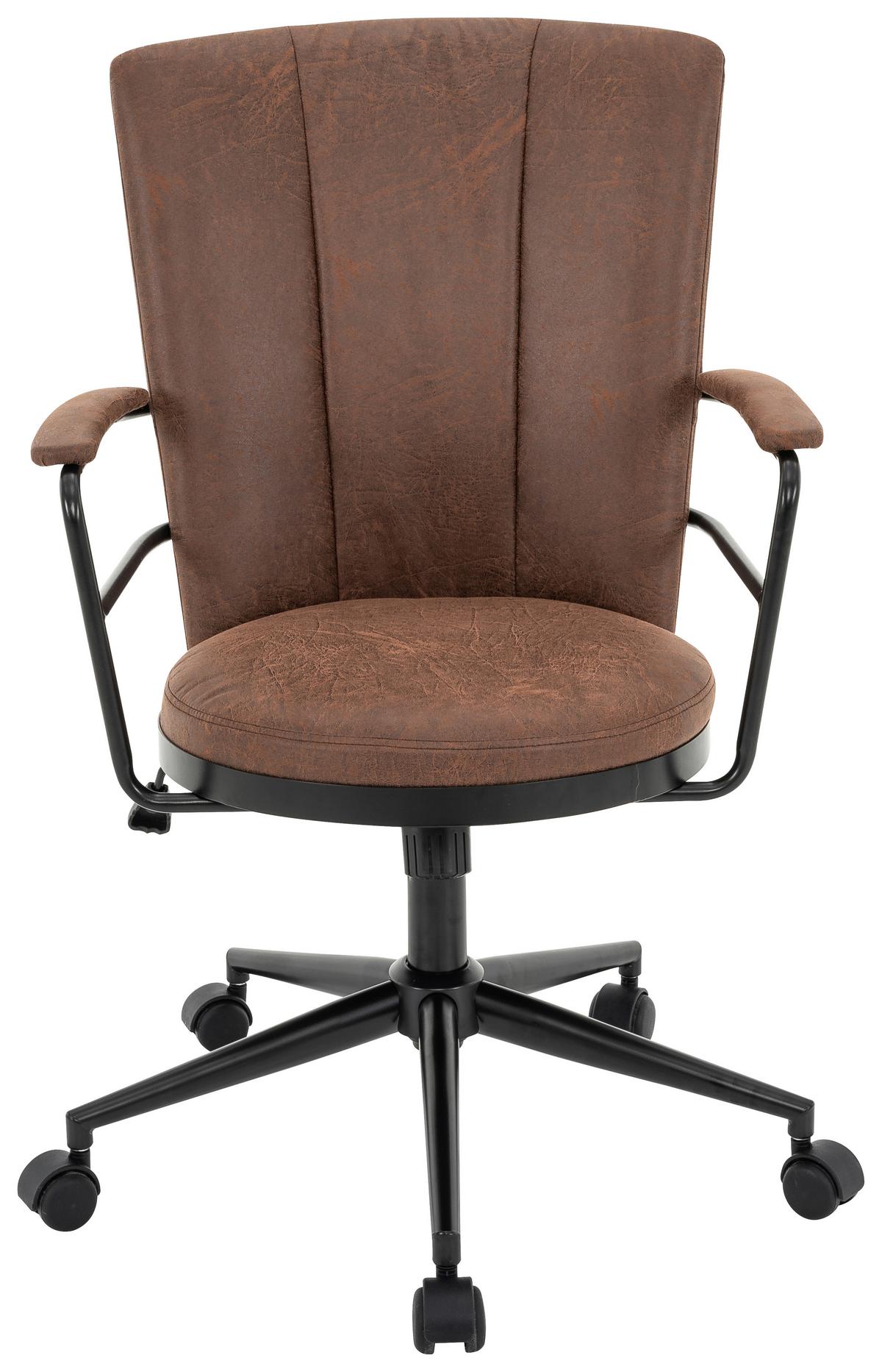 KRZESŁO OBROTOWE KONNY - czarny/brązowy, Design, tworzywo sztuczne/metal (64/89,5-97,5/64cm) - Carryhome