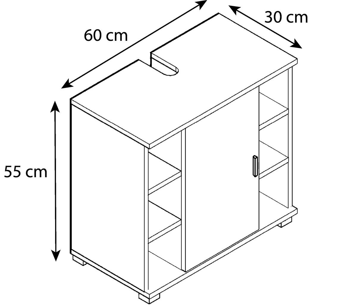 Omarica Za Pod Umivalnik Zalo M, Črna - črna/siva, Moderno, umetna masa/leseni material (60/57,7/30,4cm) - MID.YOU