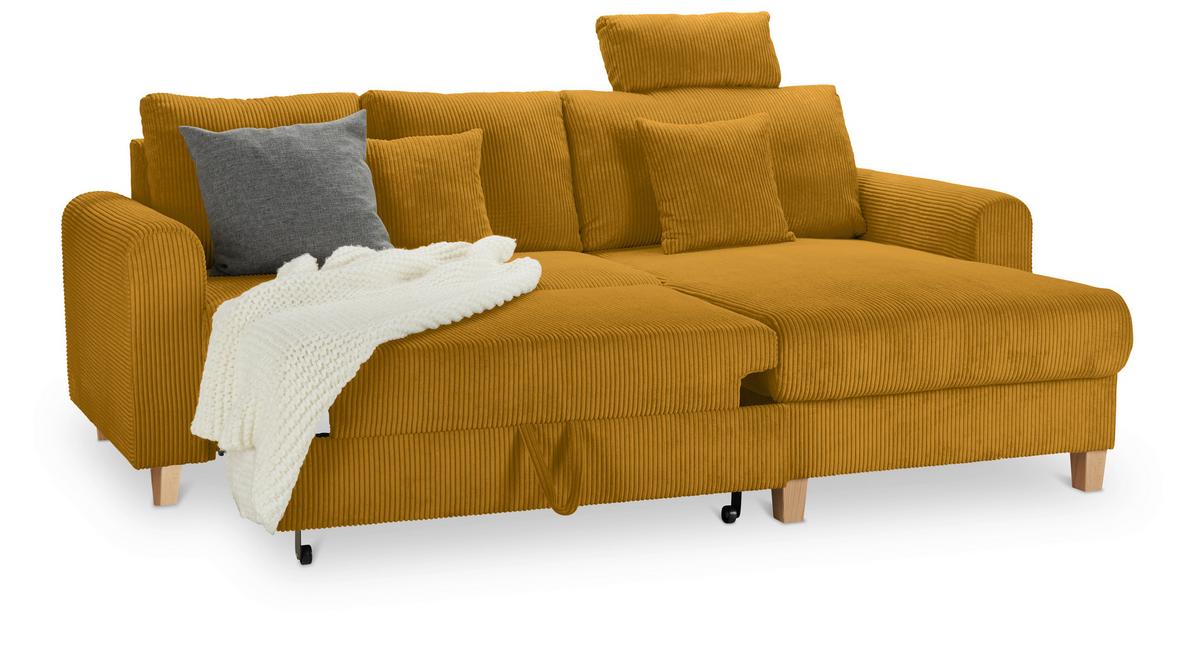 Kutna Garnitura Lille - svijetlo smeđa/curry žuta, Moderno, tekstil/drvo (232/110/156cm) - Best Price