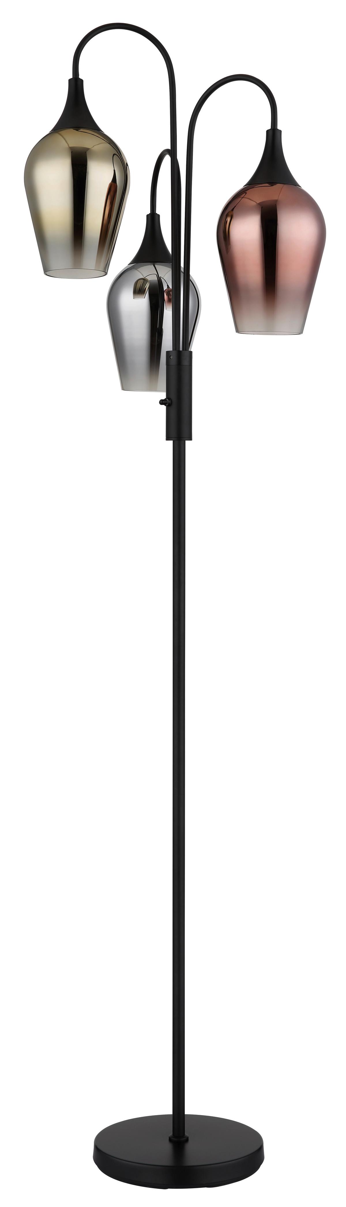 Stehleuchte Lavus Kupferfarben max. 40 Watt - Klar/Chromfarben, Design, Glas/Metall (43/165cm) - Globo