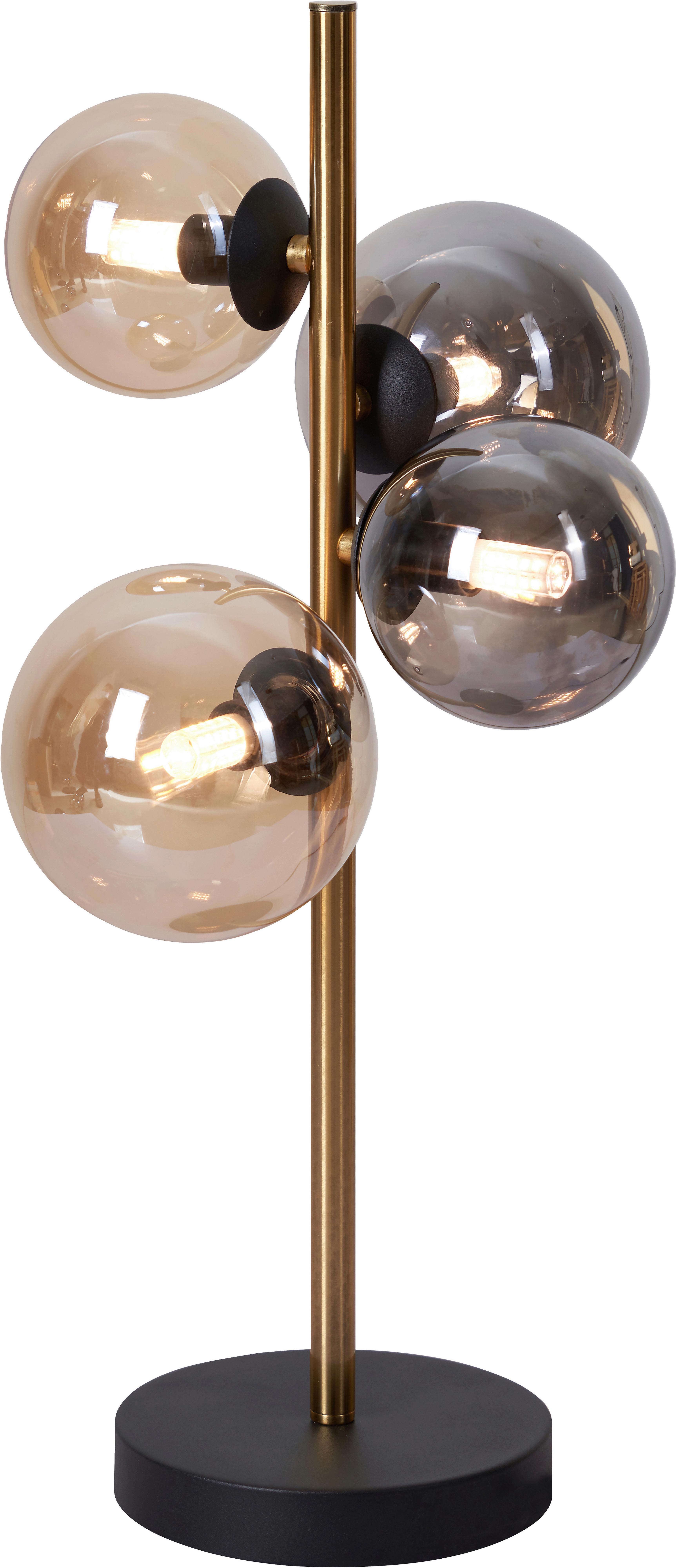 LAMPA STOŁOWA LED AMBEROK *DK* - kolor bursztynowy/czarny, Lifestyle, metal/szkło (23,7/19,3/48cm) - Dieter Knoll