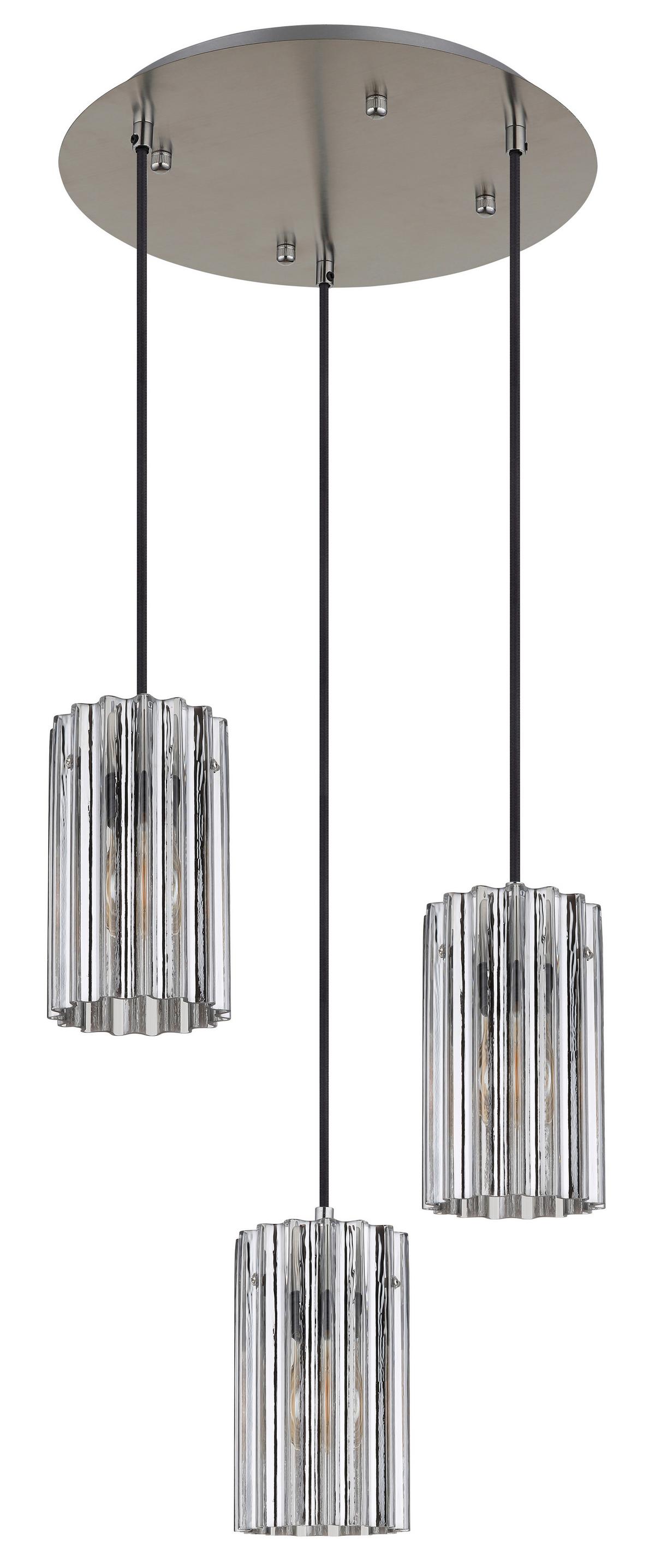 HÄNGELEUCHTE 15747-3H - Klar/Schwarz, Design, Glas/Kunststoff (38,5/120cm) - Globo