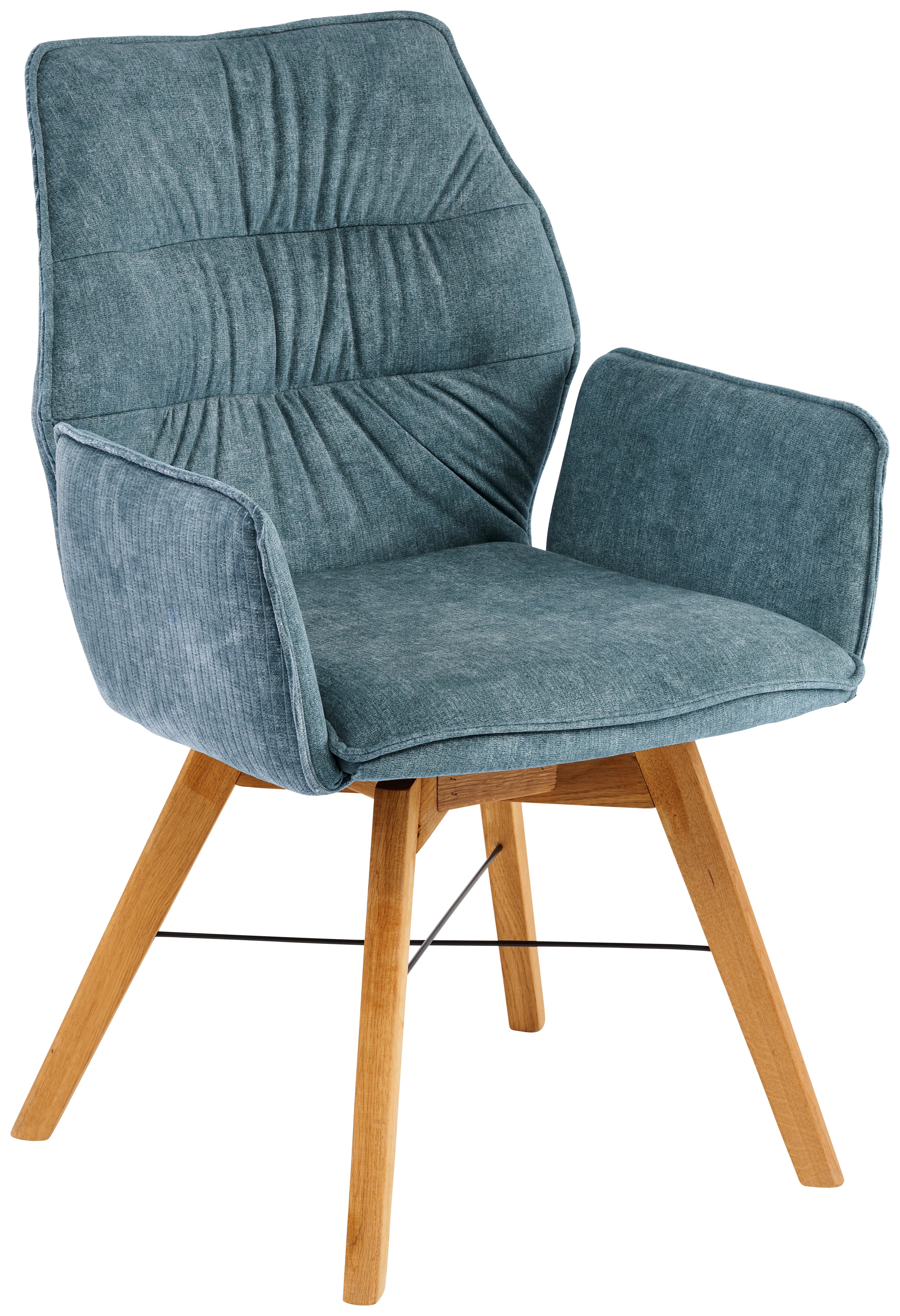 KRZESŁO Z PODŁOKIETNIKAMI SALSA - dąb dziki/jadeitowa zieleń, Design, drewno/tkanina (59/87/67cm) - Linea Natura