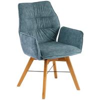 KRZESŁO Z PODŁOKIETNIKAMI SALSA - dąb dziki/jadeitowa zieleń, Design, drewno/tkanina (59/87/67cm) - Linea Natura