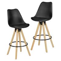 Barhocker-Set in Schwarz 'Lima' 2-er Set - Eichefarben/Schwarz, Design, Holz/Kunststoff (49/113/49cm) - MID.YOU