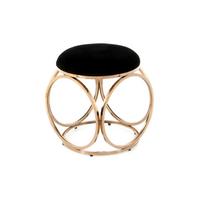 Hocker Fsk9u-Rgld - Schwarz/Kupferfarben, Trend, Textil/Metall (40/49/40cm) - Kayoom