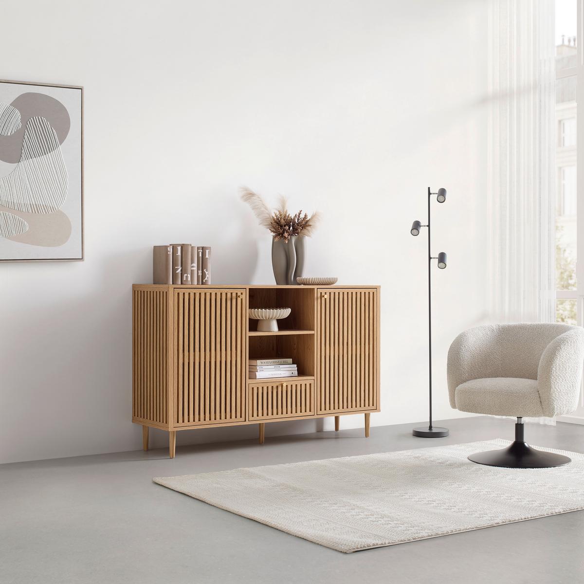 Komoda Barcelona - prirodne boje/zlatne boje, Lifestyle, papir/drvni materijal (142,8/90/40cm) - Modern Living
