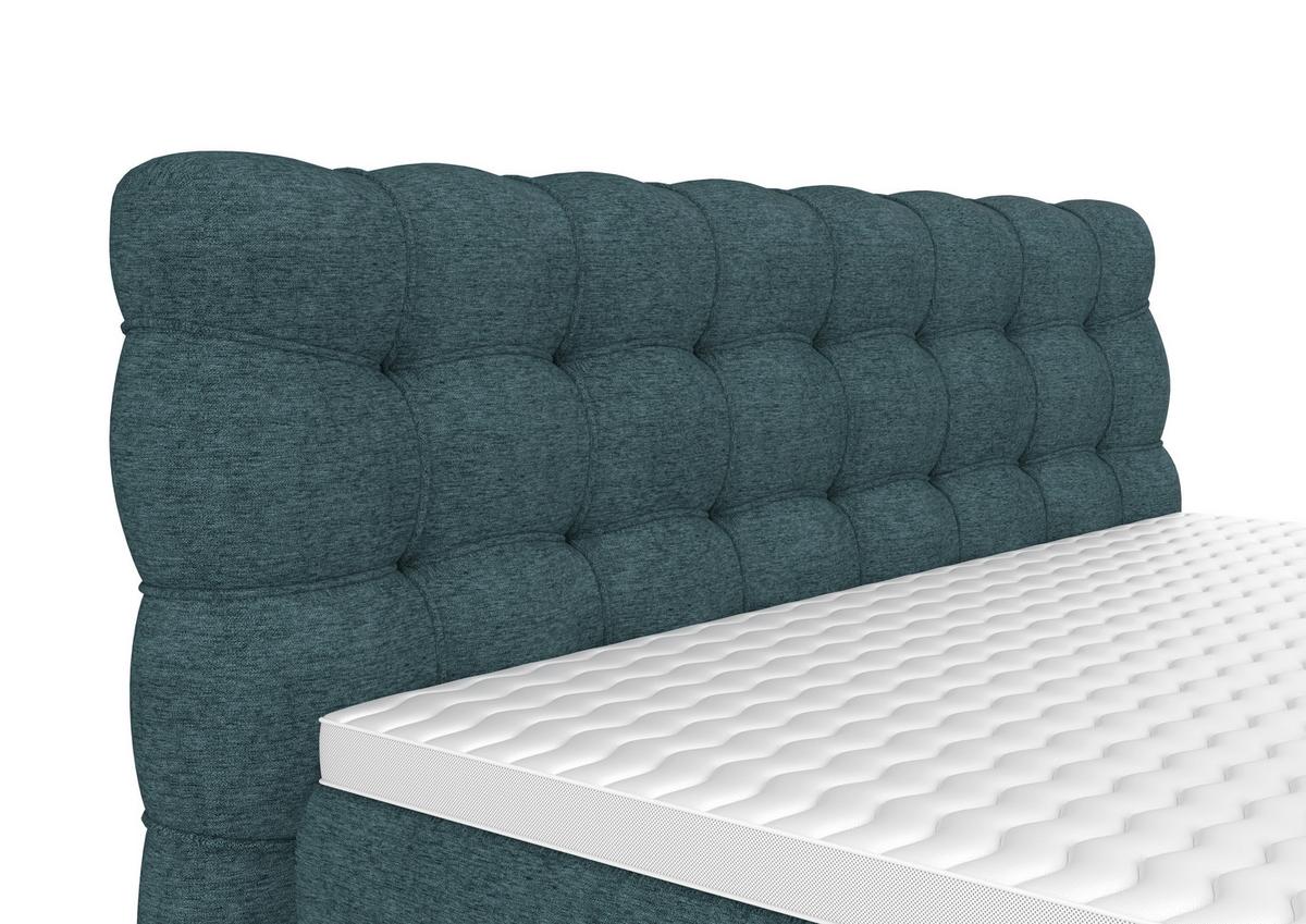PAT BOXSPRING SCARLETT - turcoaz, Konventionell, lemn/textil (180/200cm)
