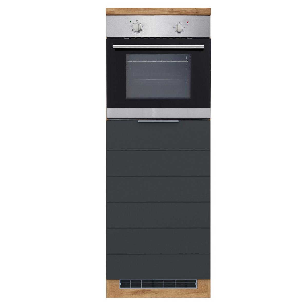 Backofen-/Kühlschrank Umbauschrank Florenz ca. 60 cm - Eiche Wotan/Grau, Design, Holzwerkstoff/Metall (60/166/60cm) - Held