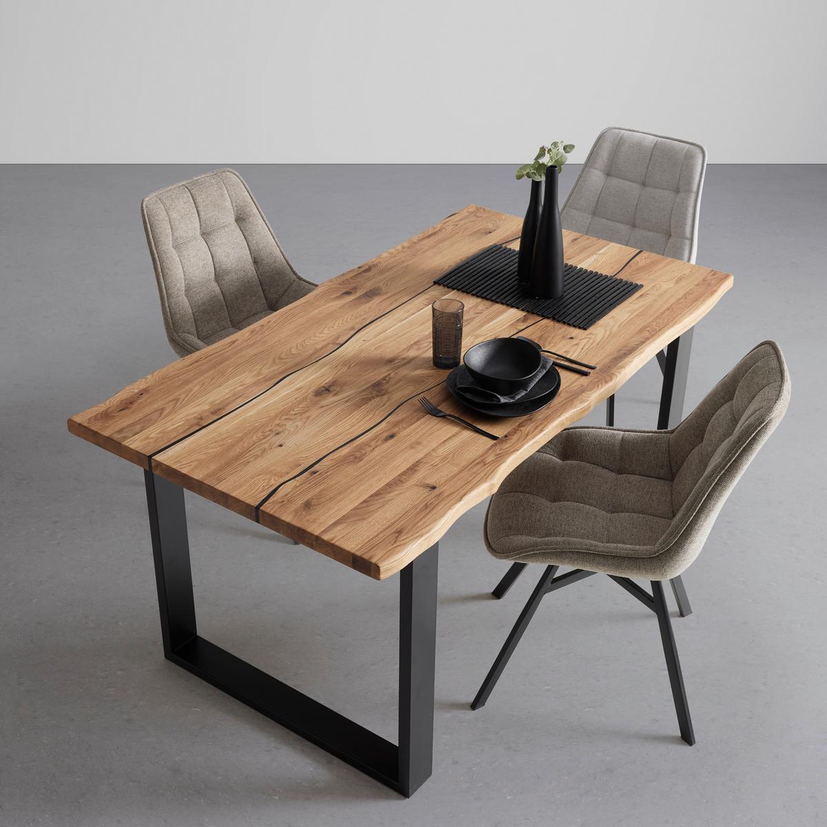 Esstisch Brook Eichefarben - Eichefarben/Schwarz, Modern, Naturmaterialien/Holz (180/90/75,5cm) - Mömax