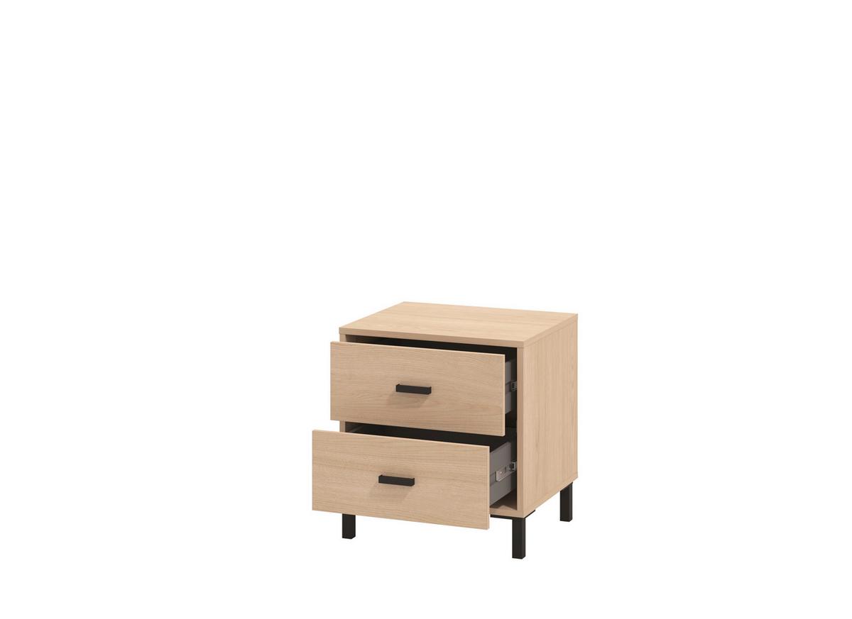 Éjjeliszekrény Arbela - tölgyfa színű/fekete, Modern, műanyag/faalapú anyag (48/52/40cm)