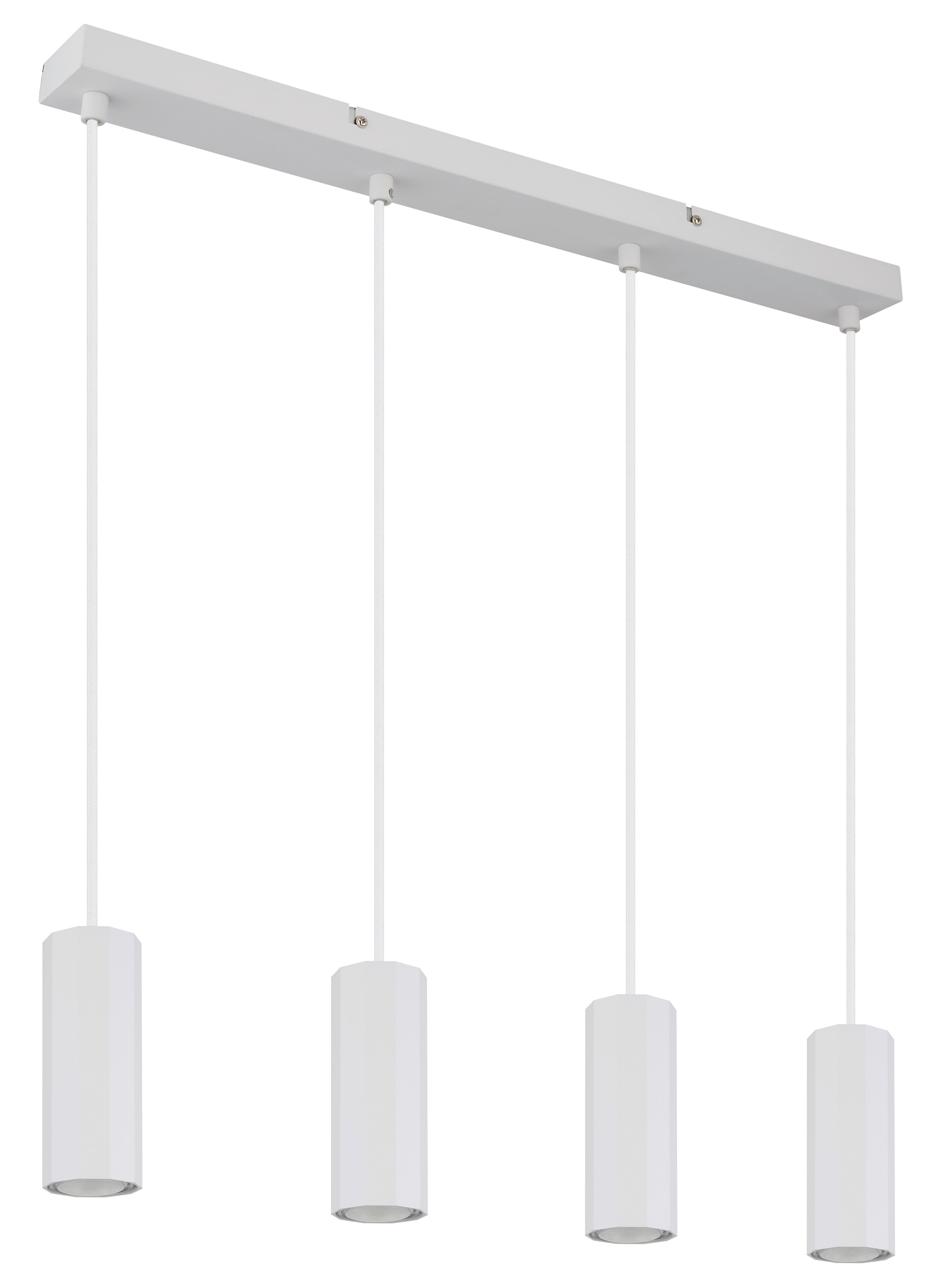 Hängeleuchte James Weiß max. 25 Watt - Weiß, Design, Kunststoff/Metall (61/6/120cm) - Globo