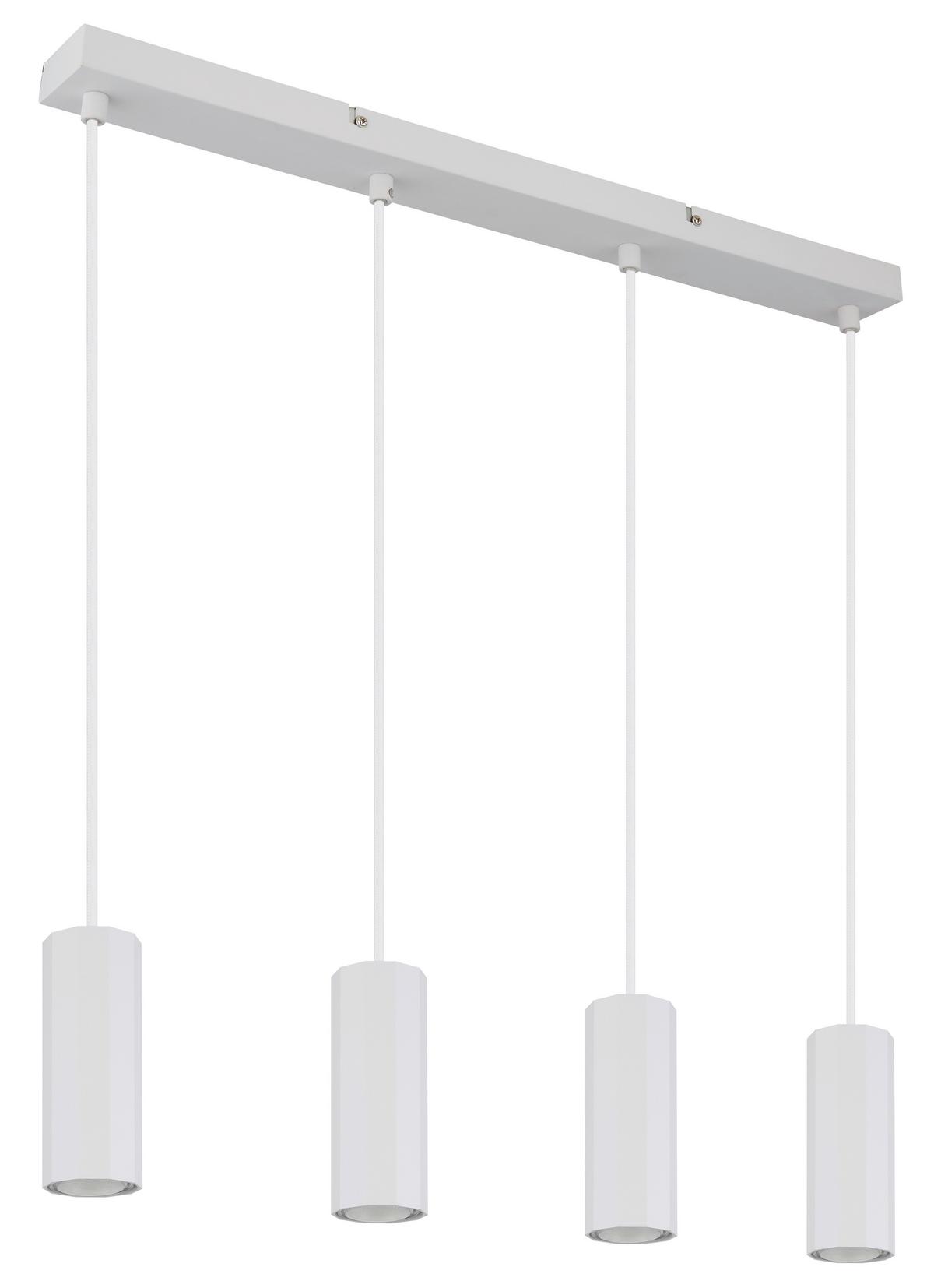 Hängeleuchte James Weiß max. 25 Watt - Weiss, Design, Kunststoff/Metall (61/6/120cm) - Globo