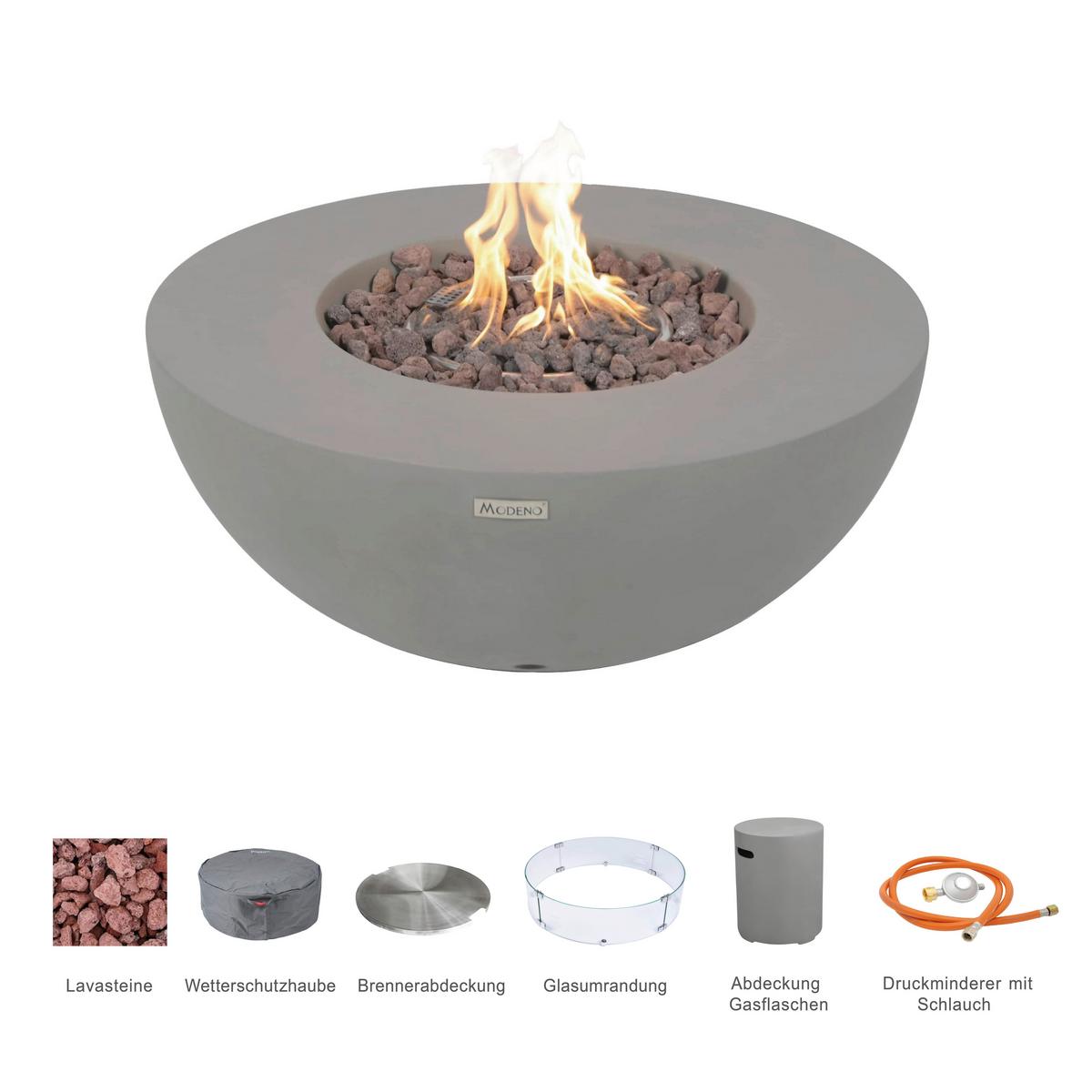 Feuerstelle Roca Hellgrau - Hellgrau, KONVENTIONELL, Stein/Metall (87/87/37cm) - Gardenson