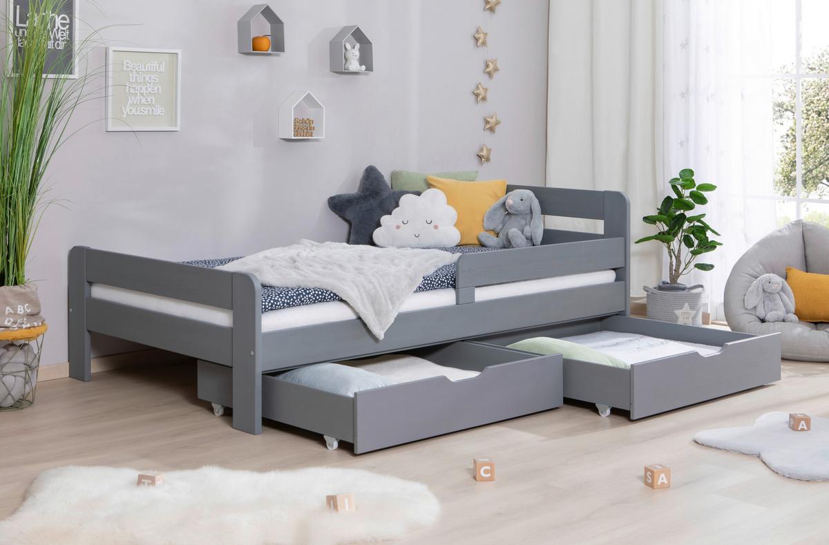 Bett Bennet mit Schubkasten ca. 120x200 cm Hellgrau - Hellgrau, MODERN, Holz (120/200cm) - MID.YOU