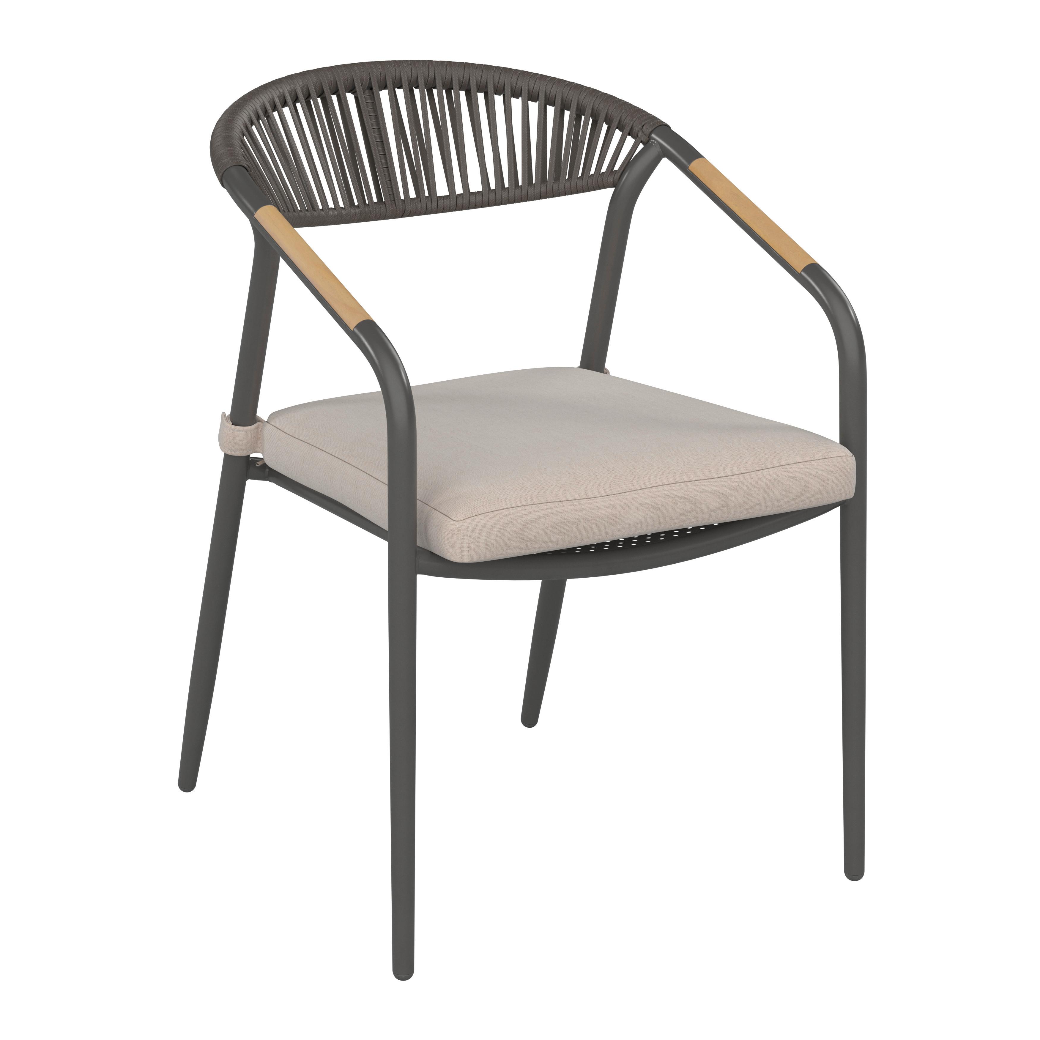 Gartenstuhl Maxi Antrhazit Aluminium - Anthrazit/Beige, MODERN, Holz/Kunststoff (55/80/62cm) - Mömax