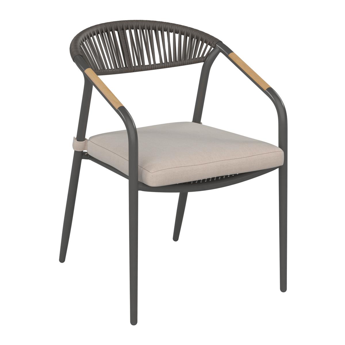 Gartenstuhl Maxi Antrhazit Aluminium - Anthrazit/Beige, MODERN, Holz/Kunststoff (55/80/62cm) - Mömax