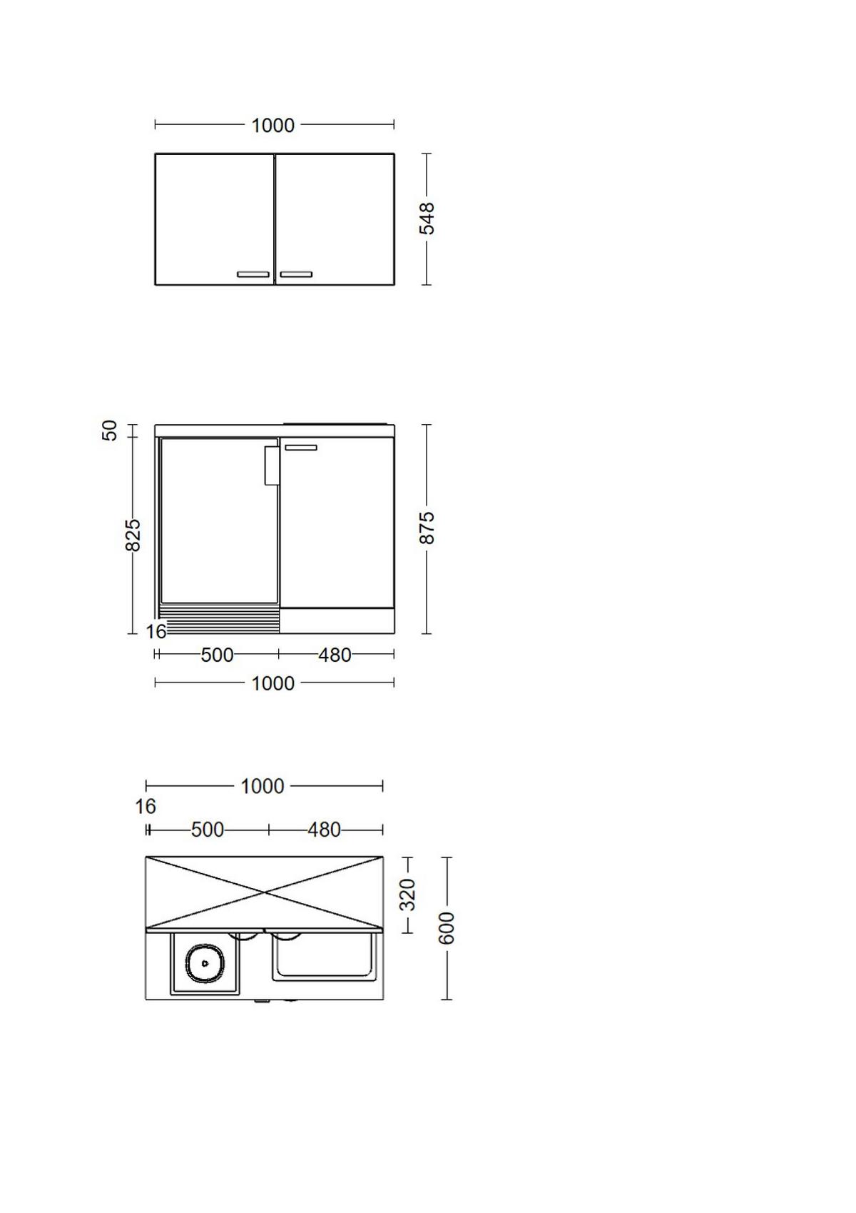 Miniküche Nano mit Geräten ca. 100 cm Buchefarben - Edelstahlfarben/Buchefarben, MODERN, Holzwerkstoff/Kunststoff (100cm) - FlexWell